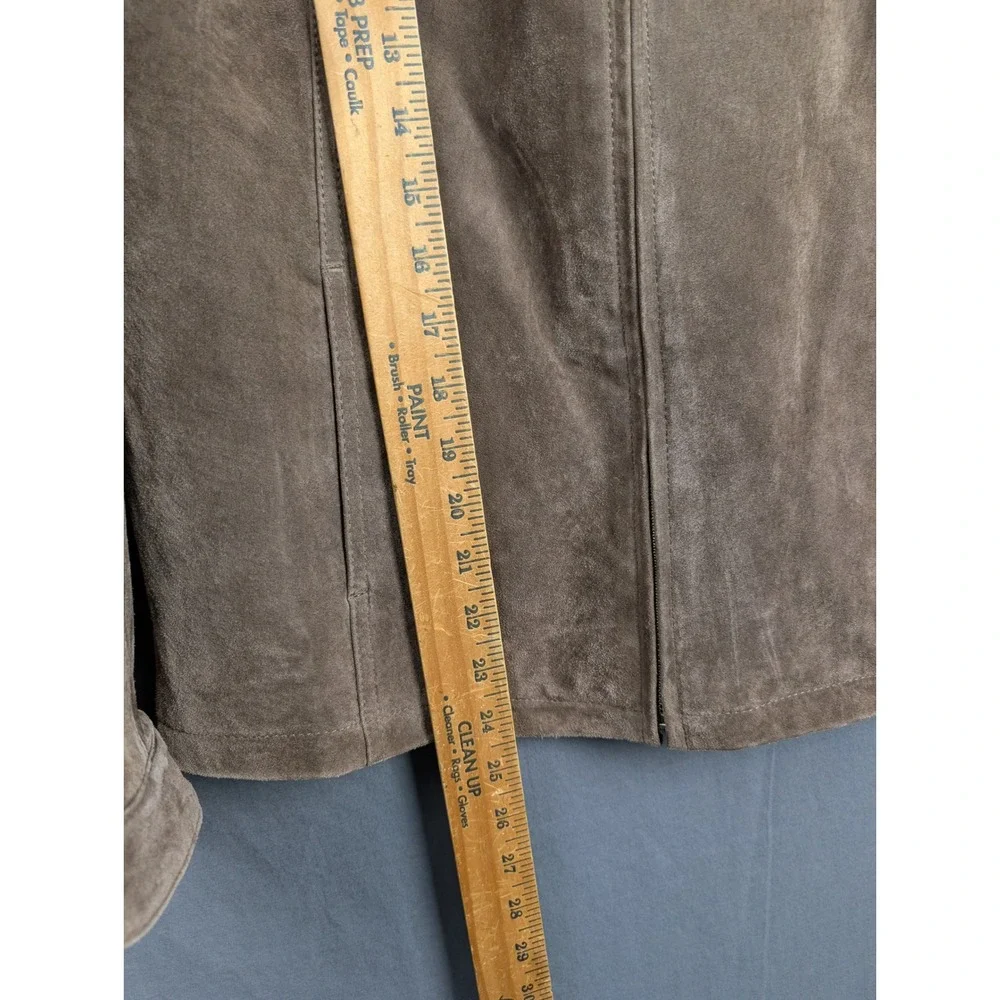 Chicos Suede Leather Zip Front Jacket Brown Size‎ 0 Minimalist Classic